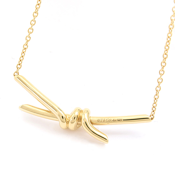 ティファニー ネックレス レディース ノット ペンダント イエローゴールド 750YG K18 TIFFANY 中古