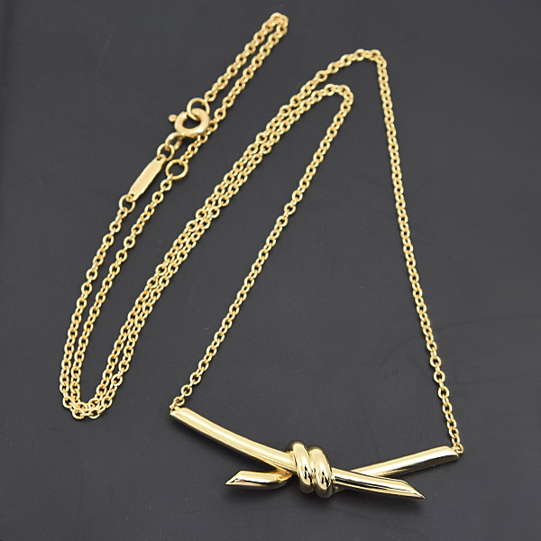 ティファニー ネックレス レディース ノット ペンダント イエローゴールド 750YG K18 TIFFANY 中古