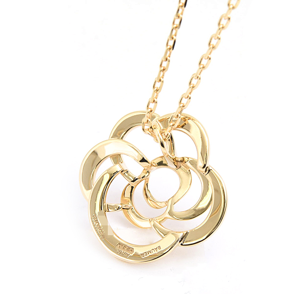 シャネル ネックレス レディース カメリア ペンダント イエローゴールド フラワー 花 J2925 750YG K18 中古