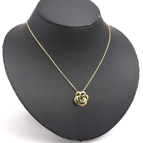 シャネル ネックレス レディース カメリア ペンダント イエローゴールド フラワー 花 J2925 750YG K18 中古