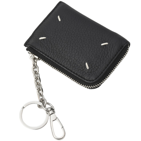 メゾンマルジェラ 財布 レディース メンズ キーチェーン付きコインケース L字ファスナー カーフ ブラック Maison Margiela SA1UI0012 P4746 中古