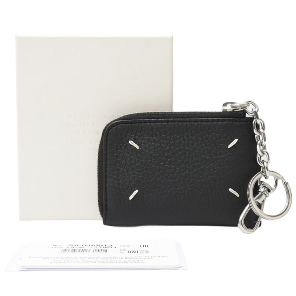 メゾンマルジェラ 財布 レディース メンズ キーチェーン付きコインケース L字ファスナー カーフ ブラック Maison Margiela SA1UI0012 P4746 中古