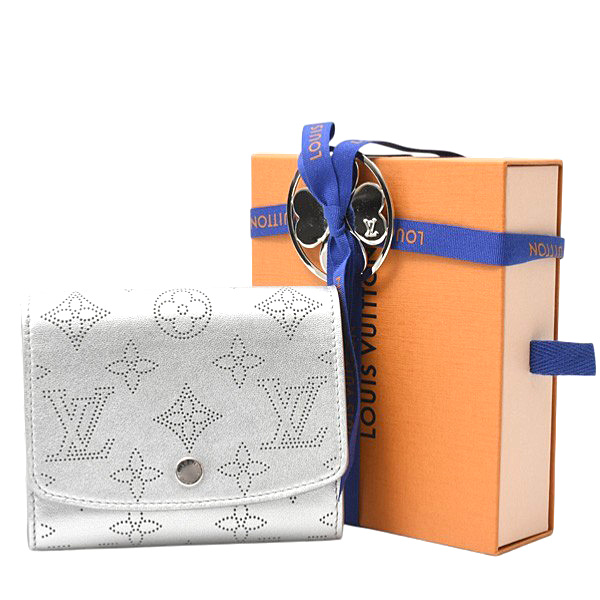 ルイヴィトン 財布 レディース マヒナシマリー ポルトフォイユ イリス コンパクト 2つ折り メタリックシルバー Louis Vuitton 中古