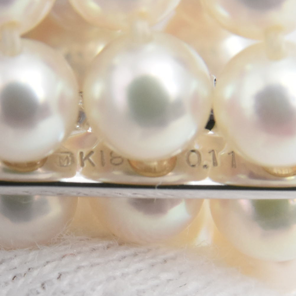 ミキモト ブレス レディース 3連 ベビーパール ダイヤ ブレス D0.44ct ホワイトゴールド MIKIMOTO K18WG 中古