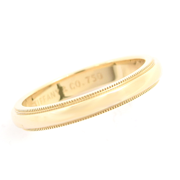 ティファニー 指輪 レディース トゥギャザー ミルグレイン バンド リング 実測11号弱 幅2.9mm イエローゴールド TIFFANY 750YG K18YG 中古