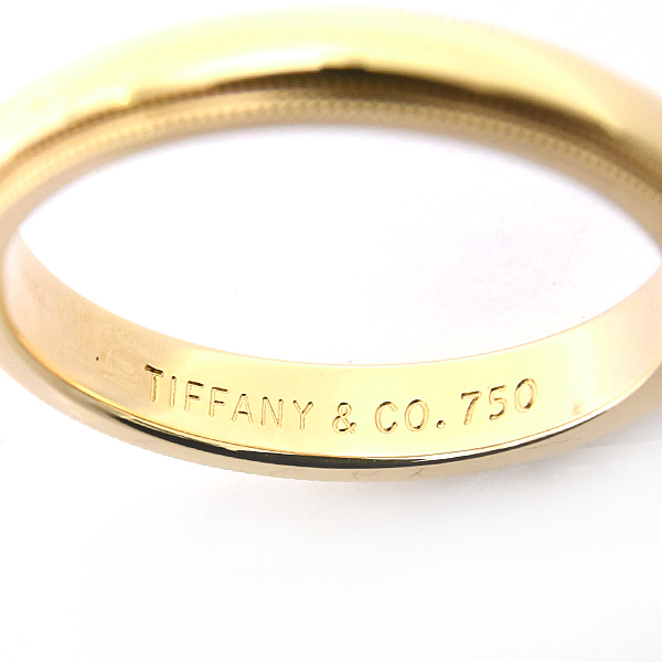 ティファニー 指輪 レディース トゥギャザー ミルグレイン バンド リング 実測11号弱 幅2.9mm イエローゴールド TIFFANY 750YG K18YG 中古