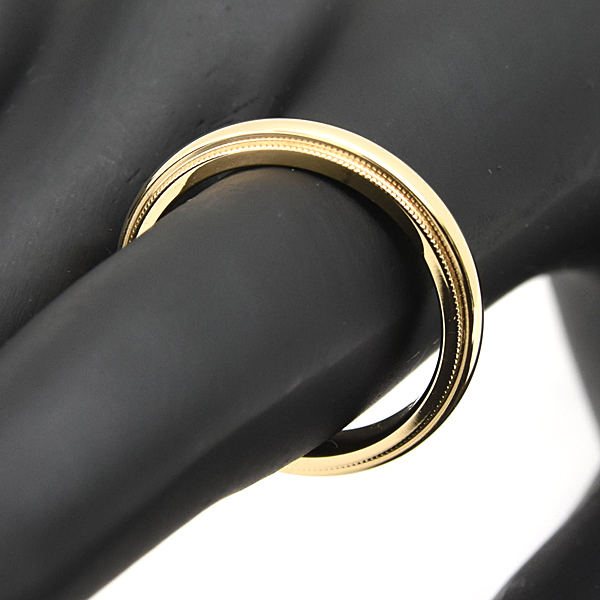 ティファニー 指輪 レディース トゥギャザー ミルグレイン バンド リング 実測11号弱 幅2.9mm イエローゴールド TIFFANY 750YG K18YG 中古