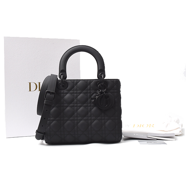 クリスチャンディオール バッグ レディース レディディオール ミディアム 2WAYバッグ ブラック Christian Dior M0565SLOI_M989 中古