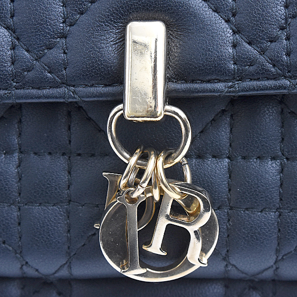 クリスチャンディオール バッグ レディース カナージュ チェーンウォレット カーフ ブラック Christian Dior 509370NINJ 中古