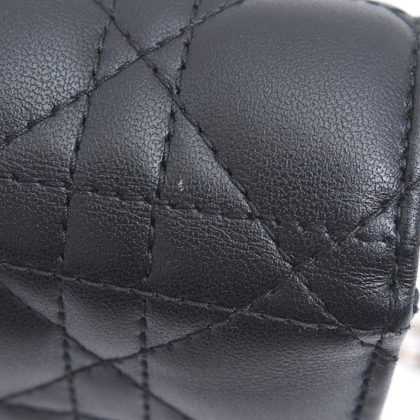 クリスチャンディオール バッグ レディース カナージュ チェーンウォレット カーフ ブラック Christian Dior 509370NINJ 中古