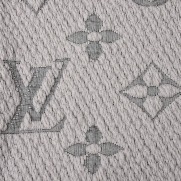 ルイヴィトン マフラー レディース エシャルプ ロゴマニア マフラー ウール×シルク グレー Louis Vuitton M74742 中古