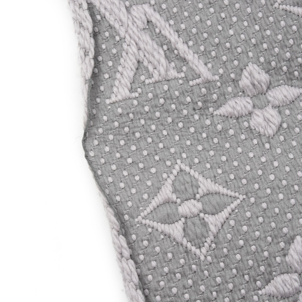 ルイヴィトン マフラー レディース エシャルプ ロゴマニア マフラー ウール×シルク グレー Louis Vuitton M74742 中古