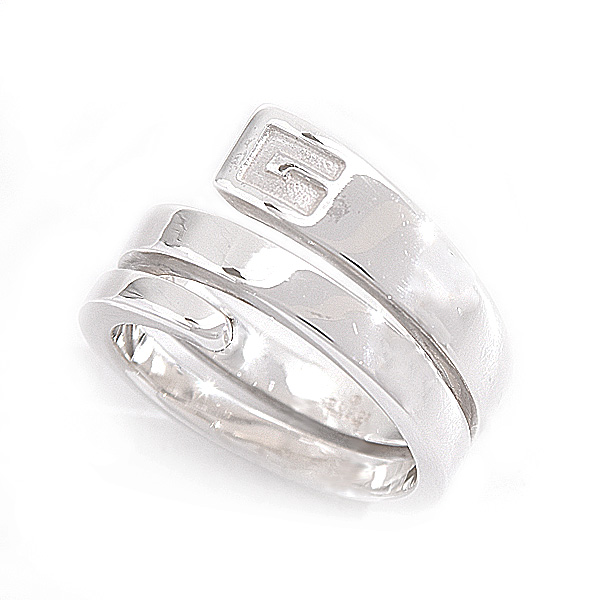 グッチ リング メンズ Gロゴ スパイラル スネーク リング 刻印サイズ19 実測18号 スターリングシルバー ワイドリング GUCCI SV925 中古