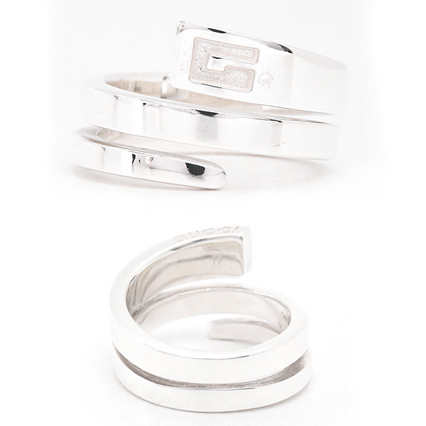 グッチ リング メンズ Gロゴ スパイラル スネーク リング 刻印サイズ19 実測18号 スターリングシルバー ワイドリング GUCCI SV925 中古