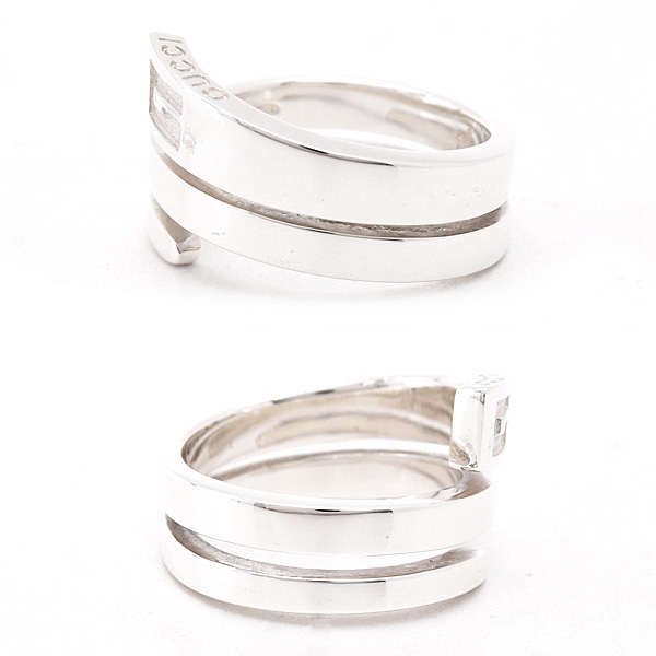 グッチ リング メンズ Gロゴ スパイラル スネーク リング 刻印サイズ19 実測18号 スターリングシルバー ワイドリング GUCCI SV925 中古