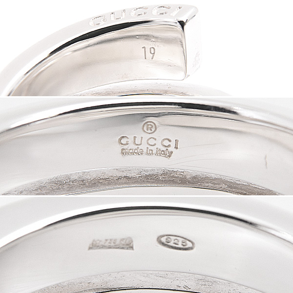 グッチ リング メンズ Gロゴ スパイラル スネーク リング 刻印サイズ19 実測18号 スターリングシルバー ワイドリング GUCCI SV925 中古