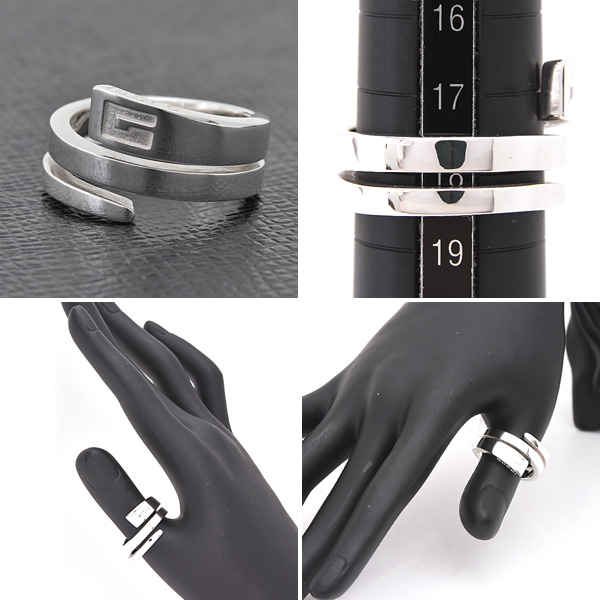 グッチ リング メンズ Gロゴ スパイラル スネーク リング 刻印サイズ19 実測18号 スターリングシルバー ワイドリング GUCCI SV925 中古