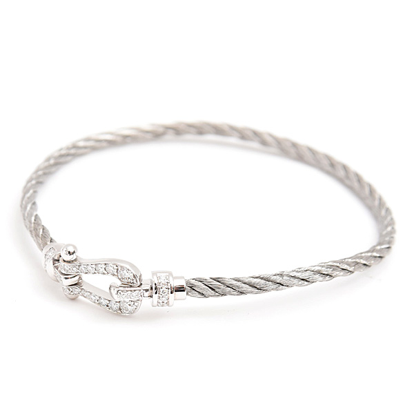 フレッド ブレス レディース スモール フォース10 ダイヤ ブレスレット サイズ16 ホワイトゴールド ステンレス FRED 750WG×SS 中古