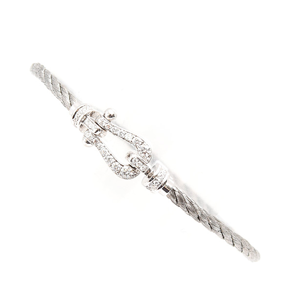 フレッド ブレス レディース スモール フォース10 ダイヤ ブレスレット サイズ16 ホワイトゴールド ステンレス FRED 750WG×SS 中古