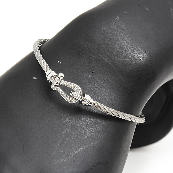 フレッド ブレス レディース スモール フォース10 ダイヤ ブレスレット サイズ16 ホワイトゴールド ステンレス FRED 750WG×SS 中古