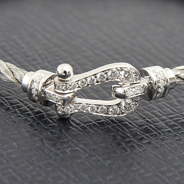 フレッド ブレス レディース スモール フォース10 ダイヤ ブレスレット サイズ16 ホワイトゴールド ステンレス FRED 750WG×SS 中古