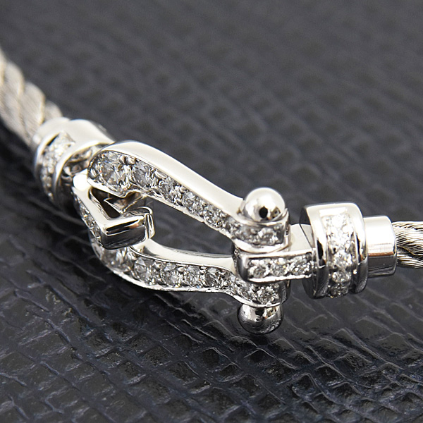フレッド ブレス レディース スモール フォース10 ダイヤ ブレスレット サイズ16 ホワイトゴールド ステンレス FRED 750WG×SS 中古