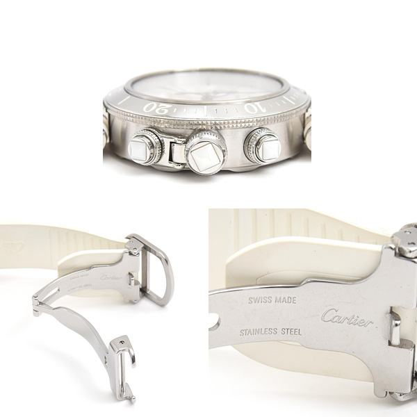 カルティエ 時計 レディース メンズ パシャ シータイマー クロノグラフ 電池式 シルバー文字盤 SS Cartier W314005 中古