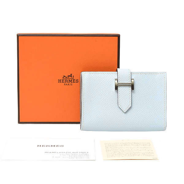 エルメス カードケース ベアン カードケース エプソン ブルーブリュム Z刻印 HERMES 中古