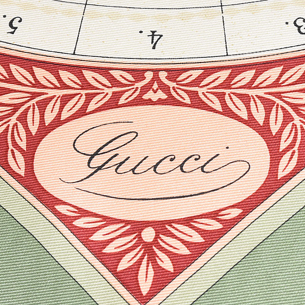 グッチ スカーフ レディース トランプ 花時計 デザイン 大判 ショール シルク グリーン系 GUCCI 中古