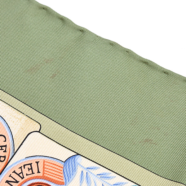 グッチ スカーフ レディース トランプ 花時計 デザイン 大判 ショール シルク グリーン系 GUCCI 中古