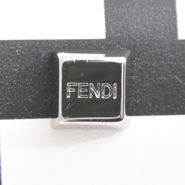 フェンディ バッグ レディース サンシャインショッパー ミニ ハンドバッグ カーフ ホワイト×ブラック FENDI 8BS051 中古