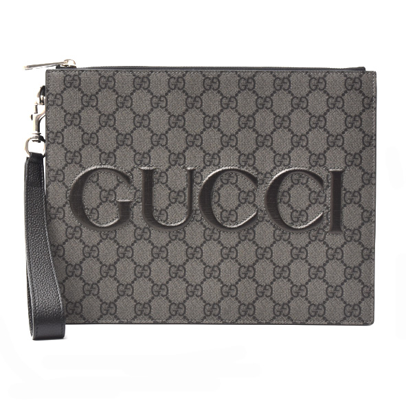 グッチ バッグ メンズ GGスプリーム セカンドバッグ クラッチバッグ PVC グレー GUCCI 768374 中古