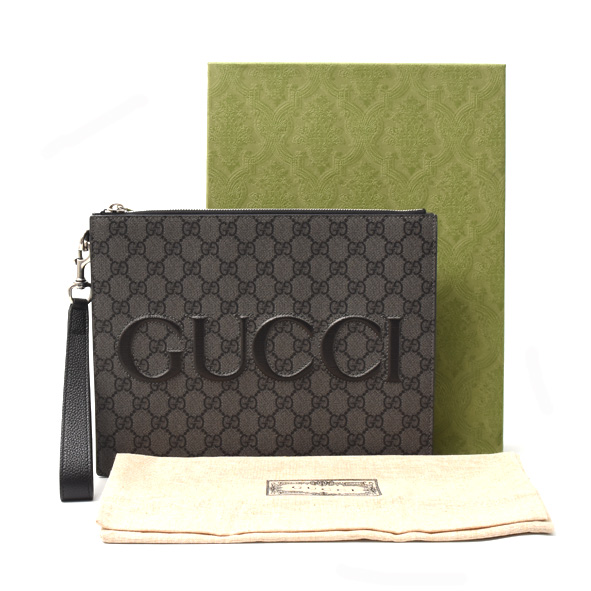 グッチ バッグ メンズ GGスプリーム セカンドバッグ クラッチバッグ PVC グレー GUCCI 768374 中古