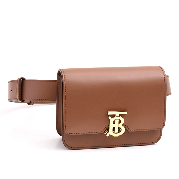 バーバリー バッグ レディース TBロゴ ウエストバッグ ボディバッグ ブラウン カーフ BURBERRY 中古