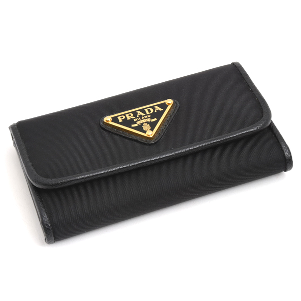 プラダ キーケース メンズ 三角プレートロゴ 6連キーケース ネロ ナイロン レザー PRADA 1PG222 未使用品