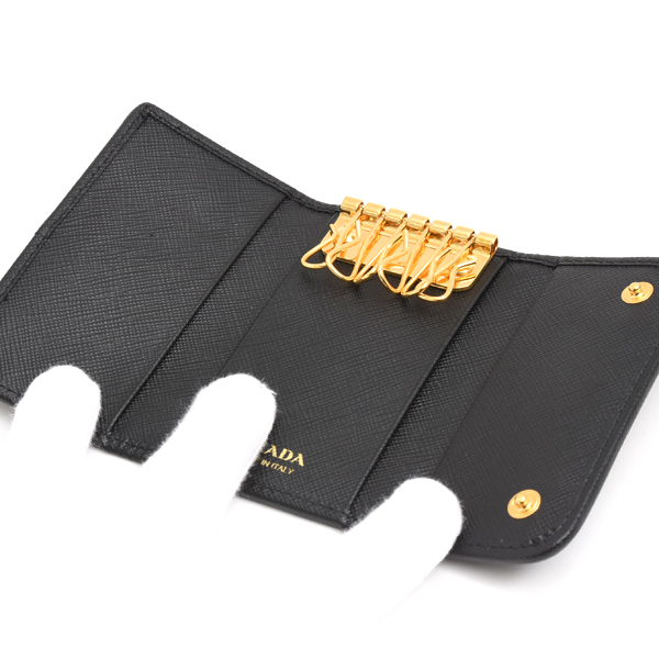プラダ キーケース メンズ 三角プレートロゴ 6連キーケース ネロ ナイロン レザー PRADA 1PG222 未使用品
