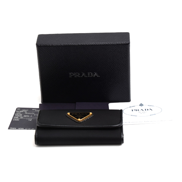 プラダ キーケース メンズ 三角プレートロゴ 6連キーケース ネロ ナイロン レザー PRADA 1PG222 未使用品