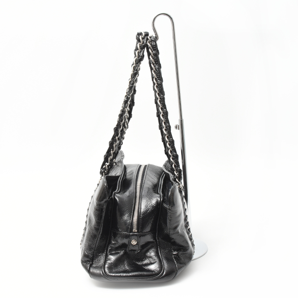 シャネル バッグ チェーントートバッグ ハンドバッグラグジュアリーライン  ココマーク パテントレザー ブラック CHANEL 中