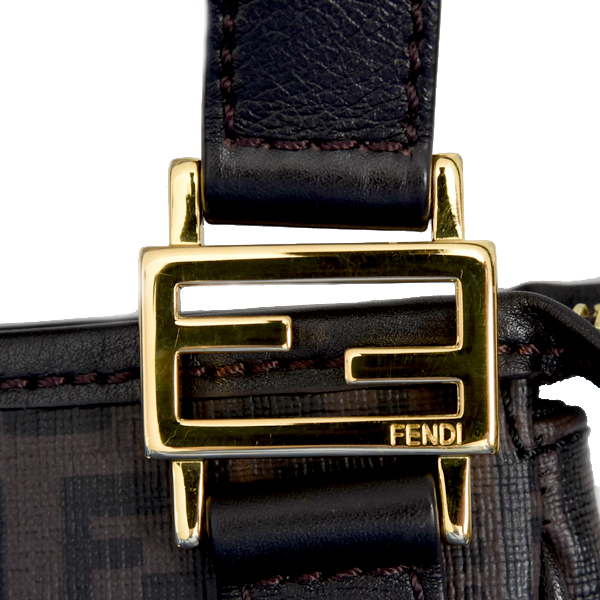 フェンディ バッグ メンズ  レディース ズッキーノ ショルダーバッグ ポシェット PVC レザー ブラウン ブラック 8BT195 FENDI 中古