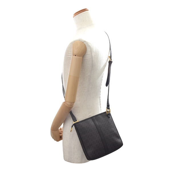 フェンディ バッグ メンズ  レディース ズッキーノ ショルダーバッグ ポシェット PVC レザー ブラウン ブラック 8BT195 FENDI 中古