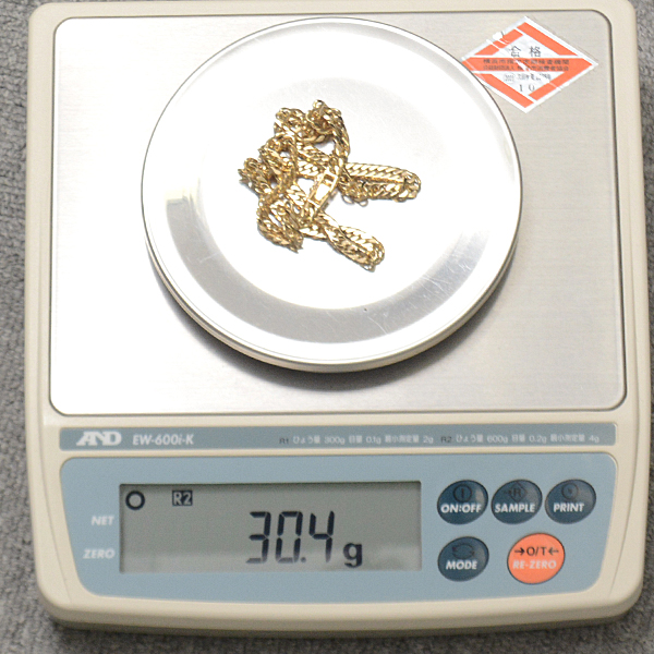 喜平 ネックレス K18 6面カット ダブル 30g 40cm 造幣局検定刻印入 メンズ レディース チェーン イエローゴールド YG 中古