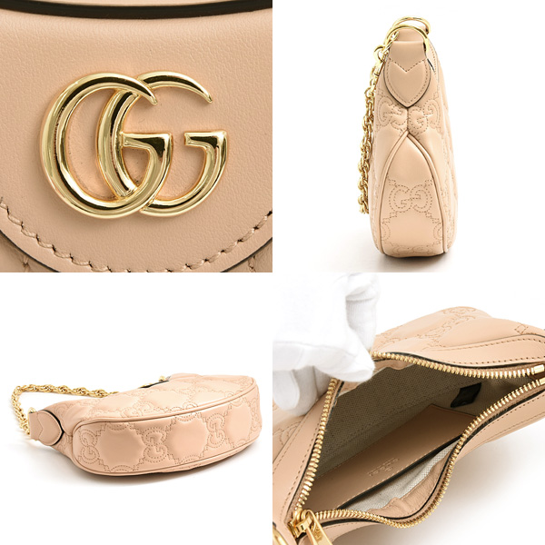 グッチ バッグ レディース GGマトラッセ ミニバッグ 2WAY チェーンショルダー ベージュ系 GUCCI 739736 中古