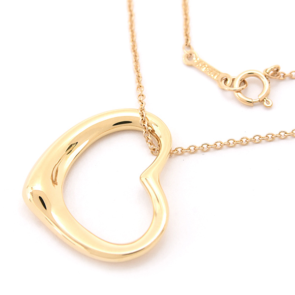 ティファニー ネックレス レディース オープンハート ペンダント エルサペレッティ イエローゴールド 750YG TIFFANY 中古