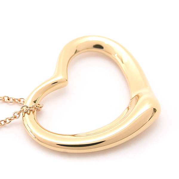 ティファニー ネックレス レディース オープンハート ペンダント エルサペレッティ イエローゴールド 750YG TIFFANY 中古