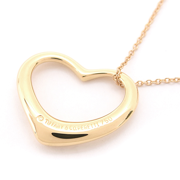 ティファニー ネックレス レディース オープンハート ペンダント エルサペレッティ イエローゴールド 750YG TIFFANY 中古