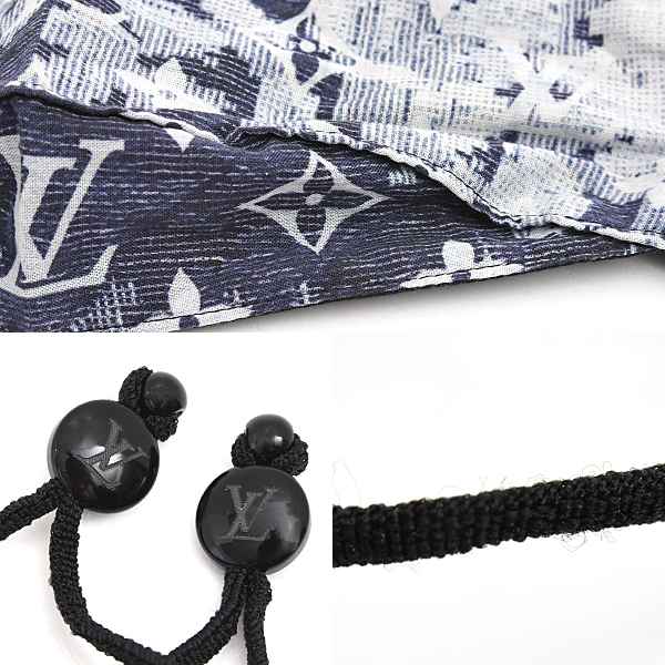 ルイヴィトン 服飾小物 レディース セット マスク バンダナ モノグラム タペストリー コットン100% ネイビー系 Louis Vuitton MP2886 中古