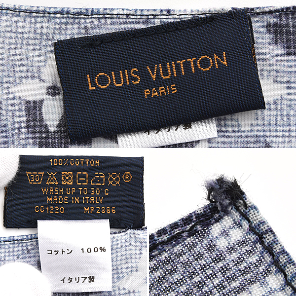 ルイヴィトン 服飾小物 レディース セット マスク バンダナ モノグラム タペストリー コットン100% ネイビー系 Louis Vuitton MP2886 中古