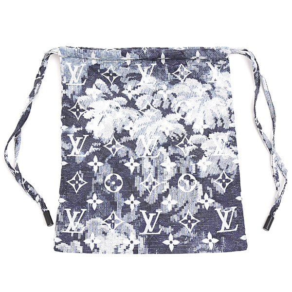 ルイヴィトン 服飾小物 レディース セット マスク バンダナ モノグラム タペストリー コットン100% ネイビー系 Louis Vuitton MP2886 中古