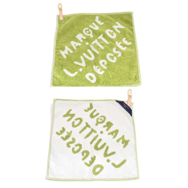 ルイヴィトン ゴルフ タオルセット 2枚セット コットン レザー クリーニング済み グリーン ホワイト GI1060 Louis Vuitton 中古