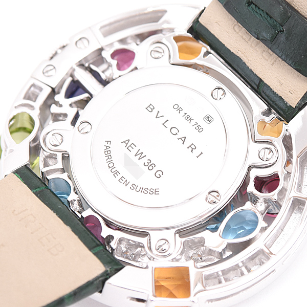 ブルガリ 時計 レディース アストラーレ チェルキ 電池式 ダイヤモンドベゼル マルチストーン ホワイトゴールド 750WG BVLGARI AEW36G 中古